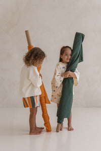 Linen Shorts - Olive/Orange