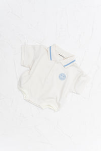 Polo Tshirt Romper - Baby Blue