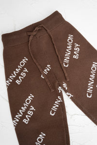 Knitted Logo Pants- Dark Chocolate