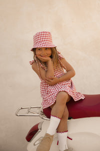 Gingham Bucket Hat - Crimson