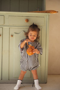 Black Gingham Tshirt Romper
