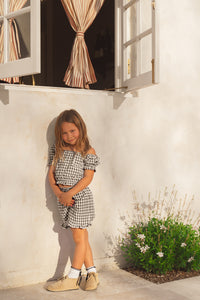 Black Gingham Frill Top