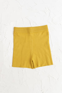 Womens Knit Bike Shorts - Mustard