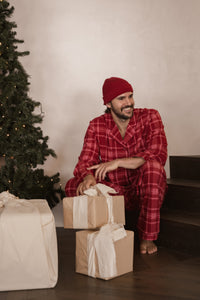 Adult Plaid Long Pyjamas - Red